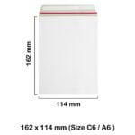 A6 C6 White All Board 162mm x 114mm Envelopes - Pocket Style