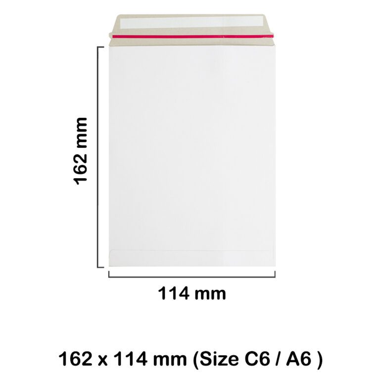 A6 C6 White All Board 162mm x 114mm Envelopes - Pocket Style