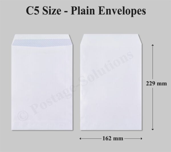 C5 Size 229 x 162 mm White Envelopes Plain (NO WINDOW) - 90gsm