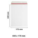 440x170 mm White Board Envelopes with Peel & Seal Strip - Pocket Style Envelopes