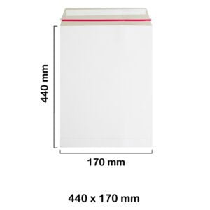440x170 mm White Board Envelopes with Peel & Seal Strip - Pocket Style Envelopes