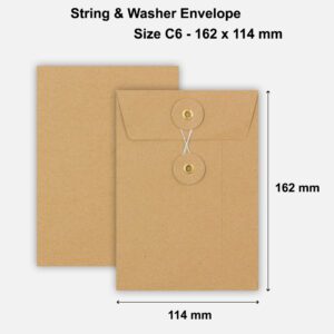 C6 Size String & Washer Envelopes Bottom Tie Manilla Brown Without Gusset