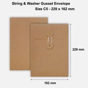 C5 Size String & Washer Envelopes Bottom Tie Manilla Brown With Gusset
