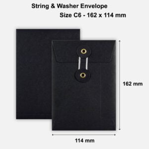 C6 Size String & Washer Envelopes Bottom Tie Black Without Gusset