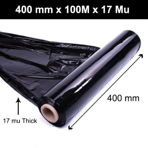 BLACK PALLET STRETCH SHRINK WRAP CAST PACKING CLING FILM - 400mm x 100M x 17Mu