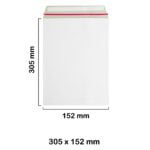 305x152 mm White Board Envelopes with Peel & Seal Strip - Pocket Style Envelopes
