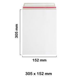 305x152 mm White Board Envelopes with Peel & Seal Strip - Pocket Style Envelopes
