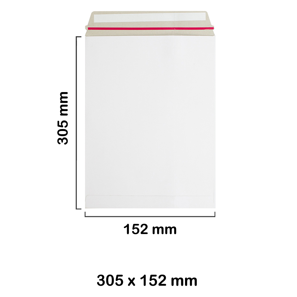 305x152 mm White Board Envelopes with Peel & Seal Strip - Pocket Style Envelopes