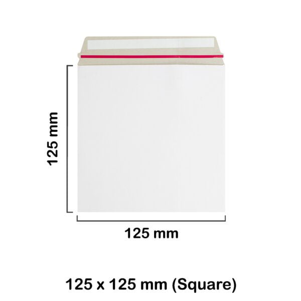125x125 mm White Board Envelopes with Peel & Seal Strip - Square Envelopes