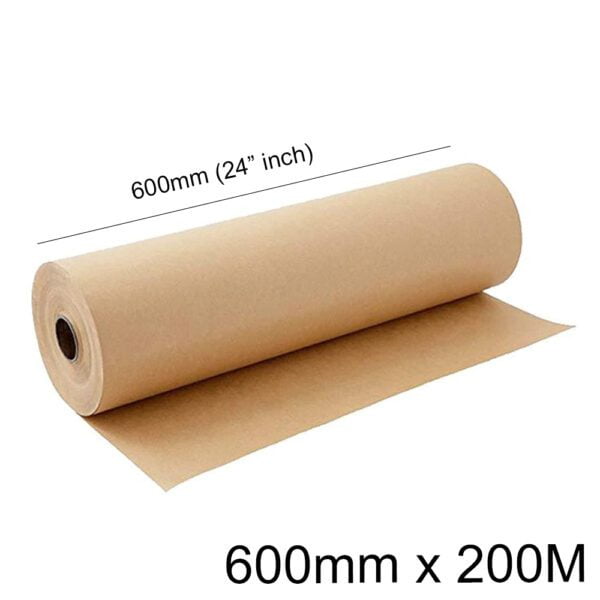 Brown Kraft Paper Packing Wrapping Paper Rolls for Packaging - 600x200M - 90 GSM Thick