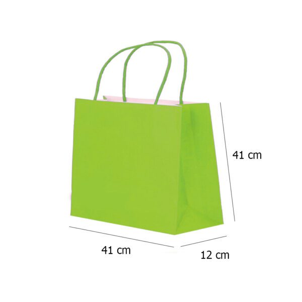 Large Green Kraft paper Party Gift carrier bags with Twisted Handles - 41 x 41 x 12 cm