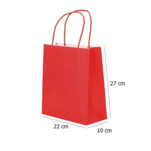 Small Red Kraft paper Party Gift carrier bags with Twisted Handles - 22 x 27 x 10 cm