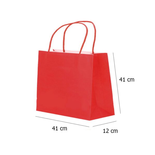 Large Red Kraft paper Party Gift carrier bags with Twisted Handles - 41 x 41 x 12 cm