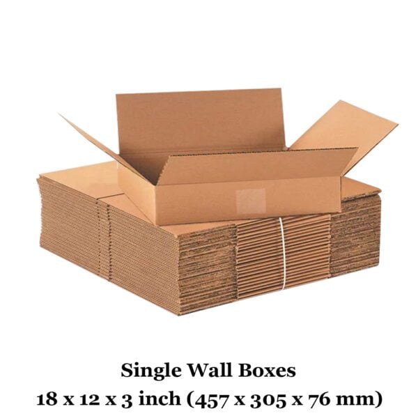 A3 - 18" x 12" x 3" 457mm x 305mm x 75mm Single Wall Boxes 18X12X3