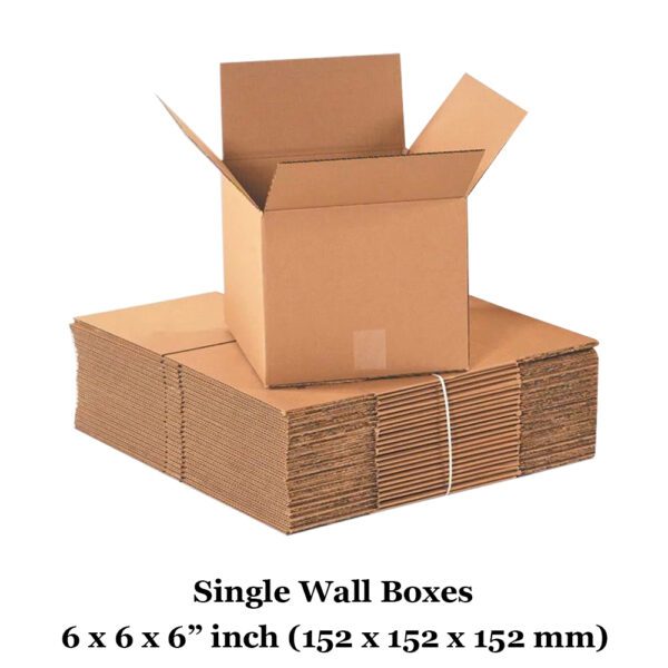 6" x 6" x 6" 152mm x 152mm x 152mm Single Wall Boxes 6x6x6