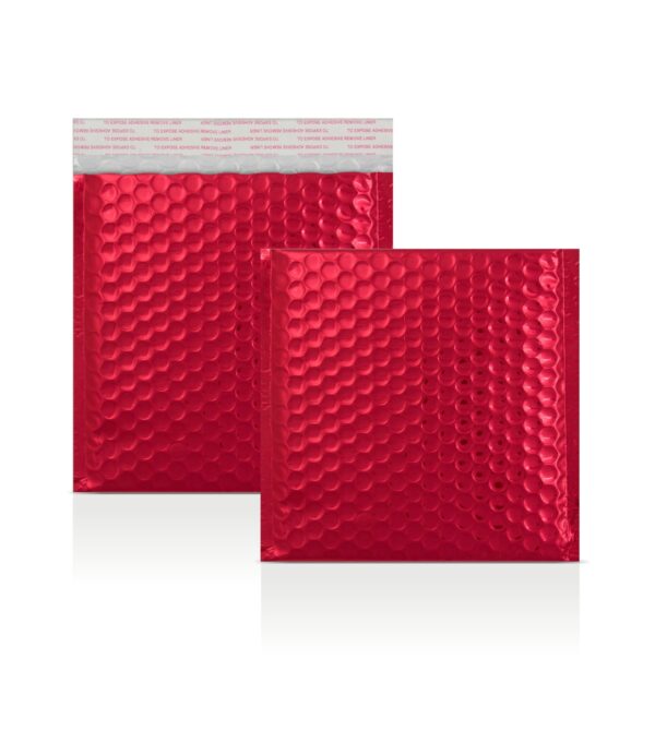 Red Metallic Strong Seal Bubble Envelopes - 165 x 165 mm