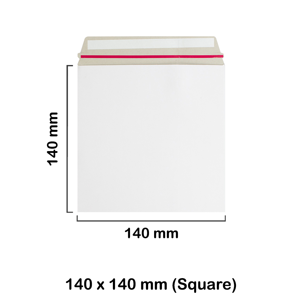 140x140 mm White Board Envelopes with Peel & Seal Strip - Square Envelopes