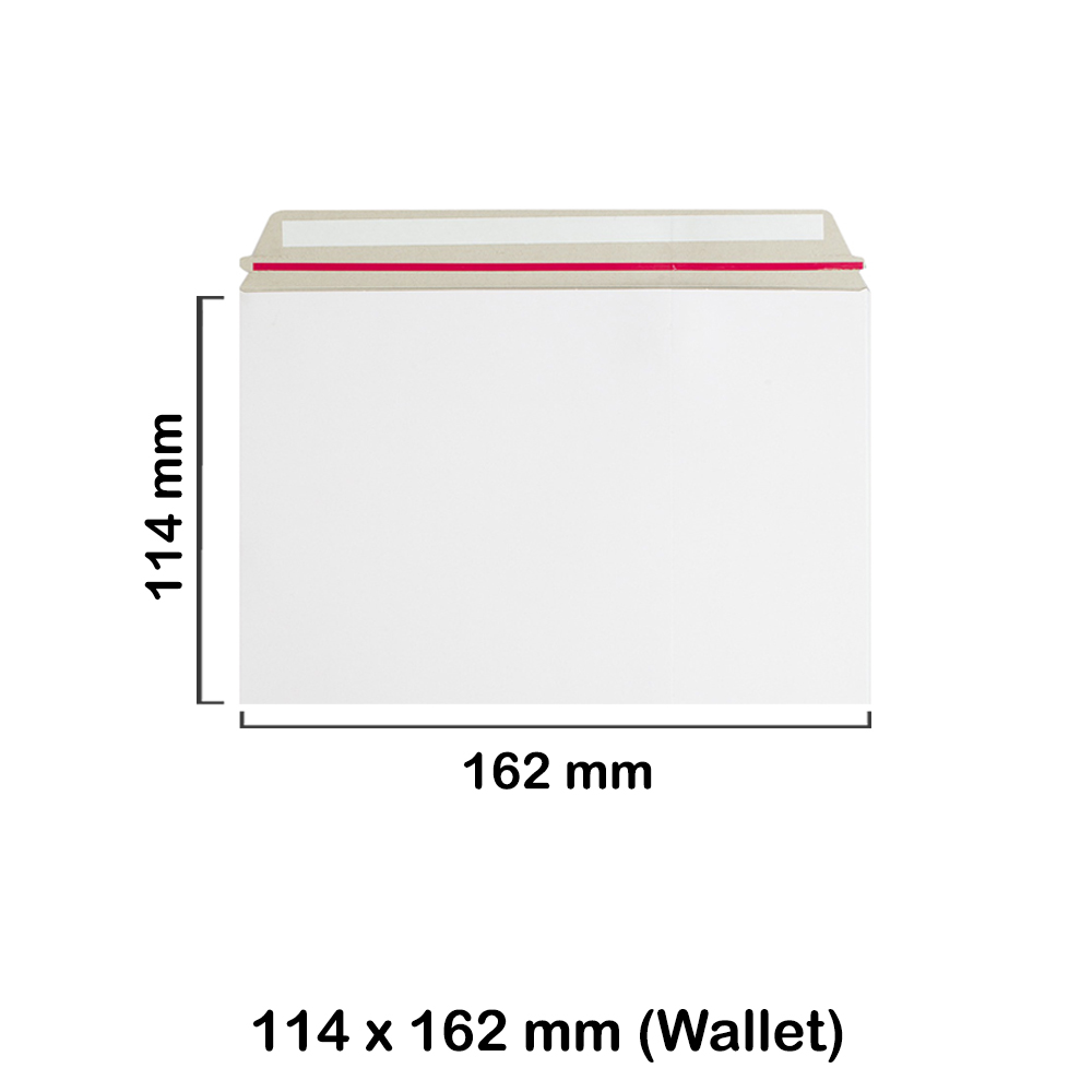 A6 C6 White All Board 114mm x 162mm Envelopes - Wallet Style