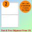 2 Per Sheet Address Labels White A4 Sheets Sticky Self Adhesive for Inkjet / Laser Printer
